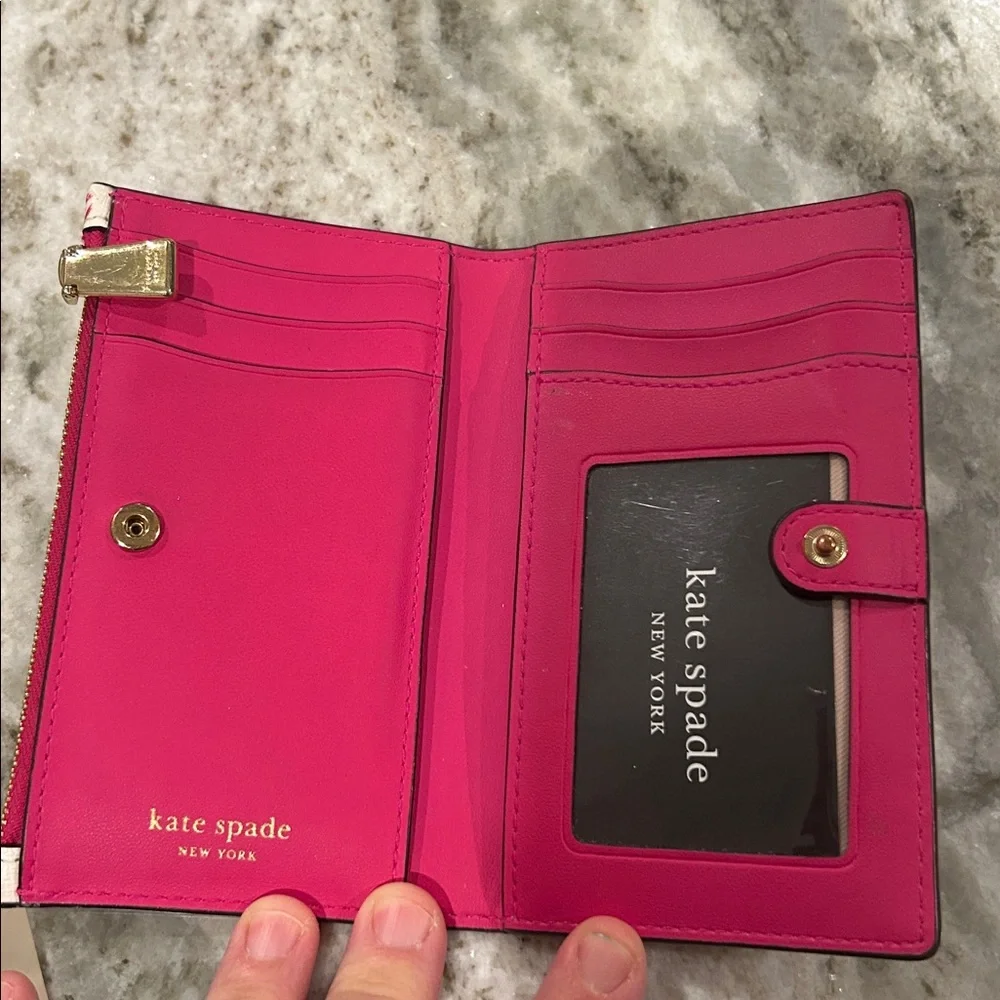 Kate Spade Cream and Pink Pineapple mini wallet change purse like new so cute - Picture 2 of 5